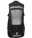 KRIEGHOFF MESH SHOOTING VEST BY CASTELLANI, NAVY BLUE, LEATHER PAD, RIGHT HANDED