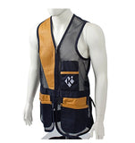 KRIEGHOFF MESH SHOOTING VEST BY CASTELLANI, NAVY BLUE, LEATHER PAD, RIGHT HANDED
